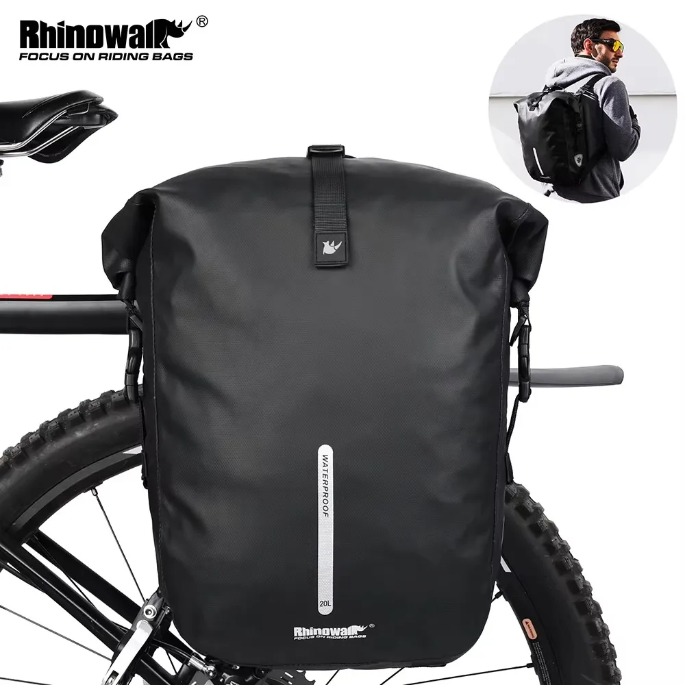 Rhinowalk Bicycle Bag&Pannier 100% Fully Waterproof 27L Big Bike Bag Capacity Multifunctional Rear Rack Pannier Bag Cycling Bags