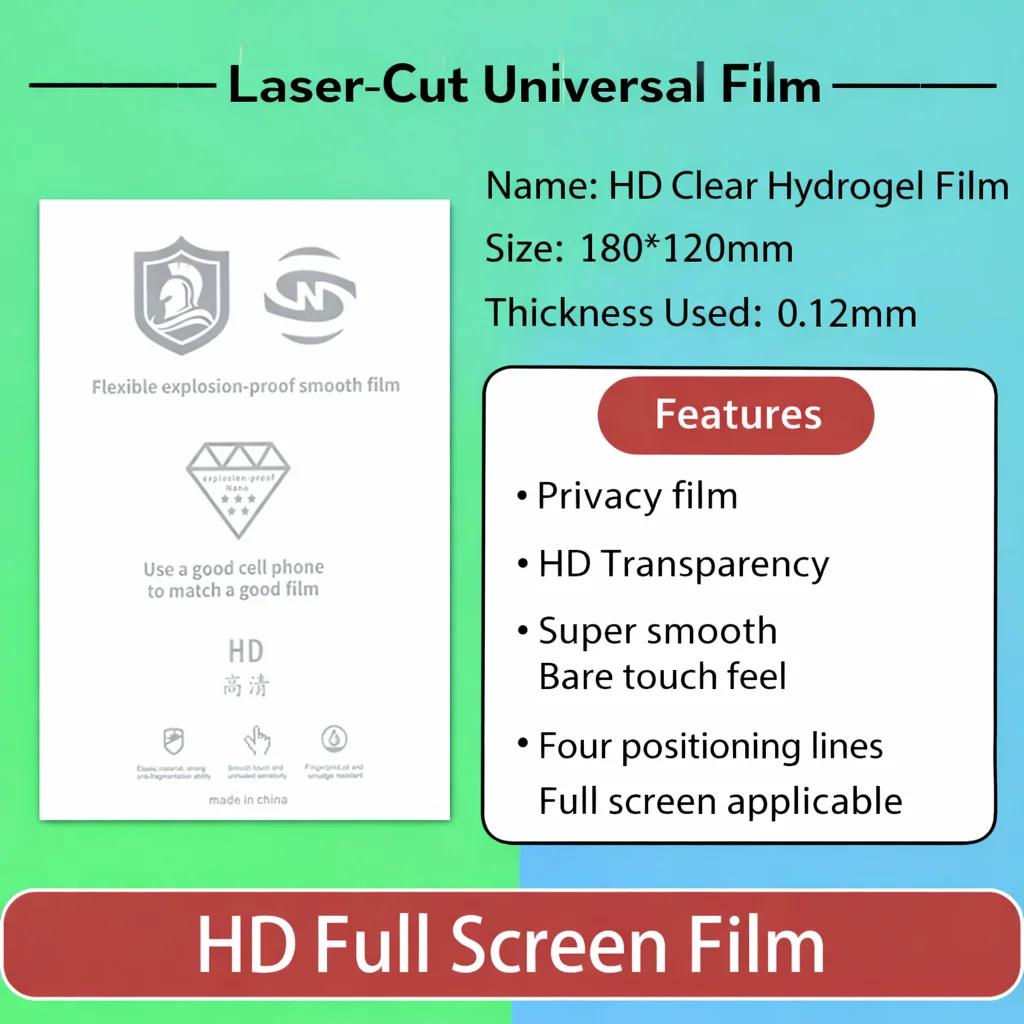 HD Flexible Explosion-proof TPU Hydrogel Film For Cutting Machine, Anti Fingerprint Smooth Screen Protector, Universal Cell Phone Protective Film, Not Tempered Glass Película Hidrogel