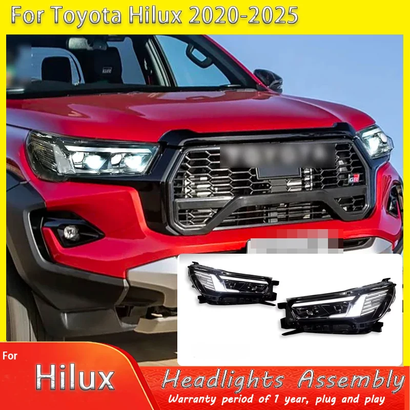 

For 2021-2025 Toyota Hilux Headlight assembly Upgraded LED headlights with flowing daytime running lights Auto Accessories