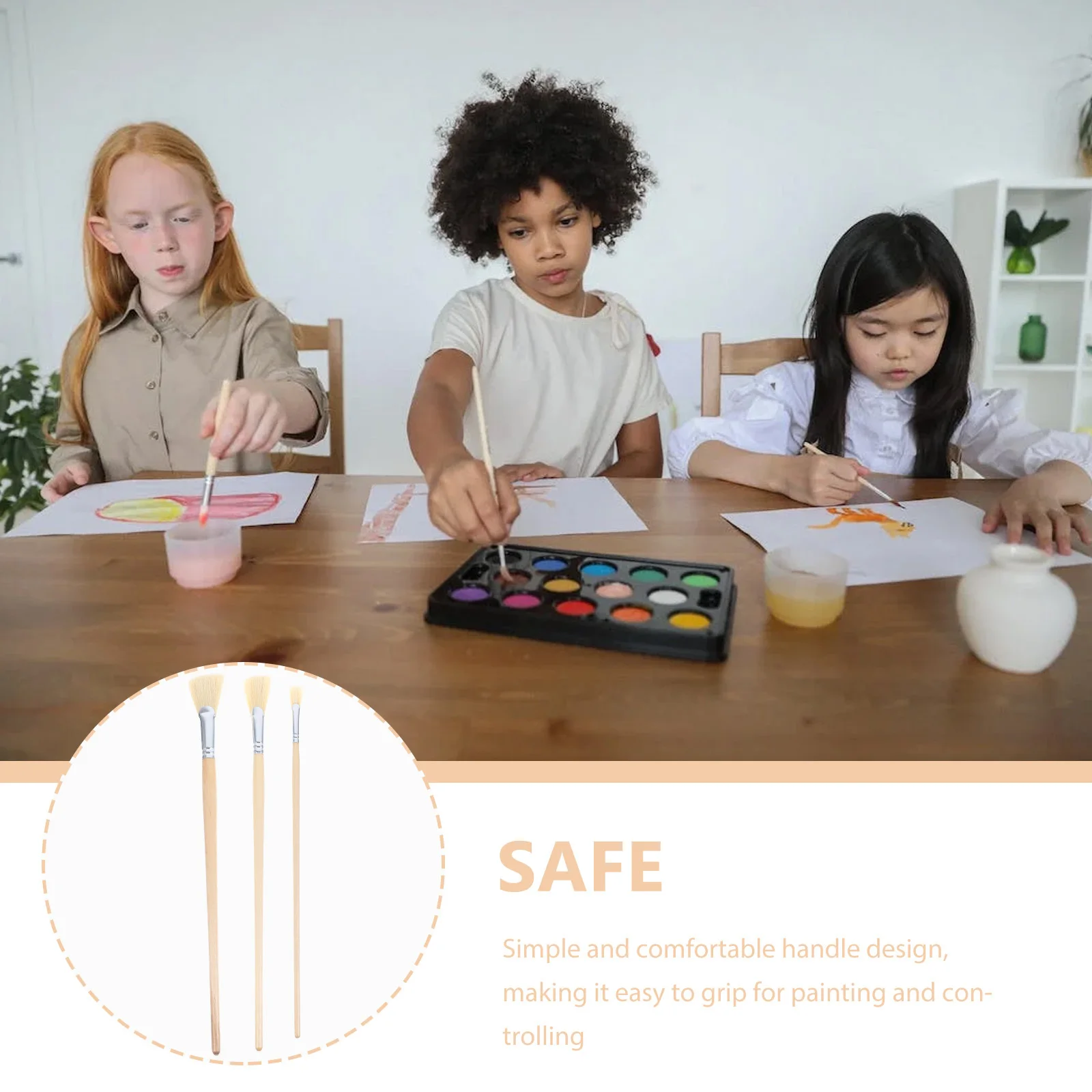 3 قطع من فرش الرسم الزيتي مجموعة فرش الرسم الاحترافية للفنانين المائي من الأكريليك جدار الفن المحمول المقاوم للاهتراء #2