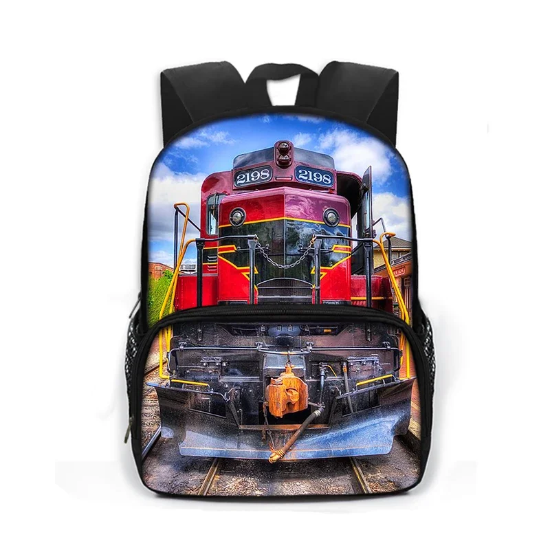 16 Inch Locomotive Train Children School Bags for Boys Girls Book Bag Kid Kindergarten Bag Cartoon School Backpack Small Daypack
