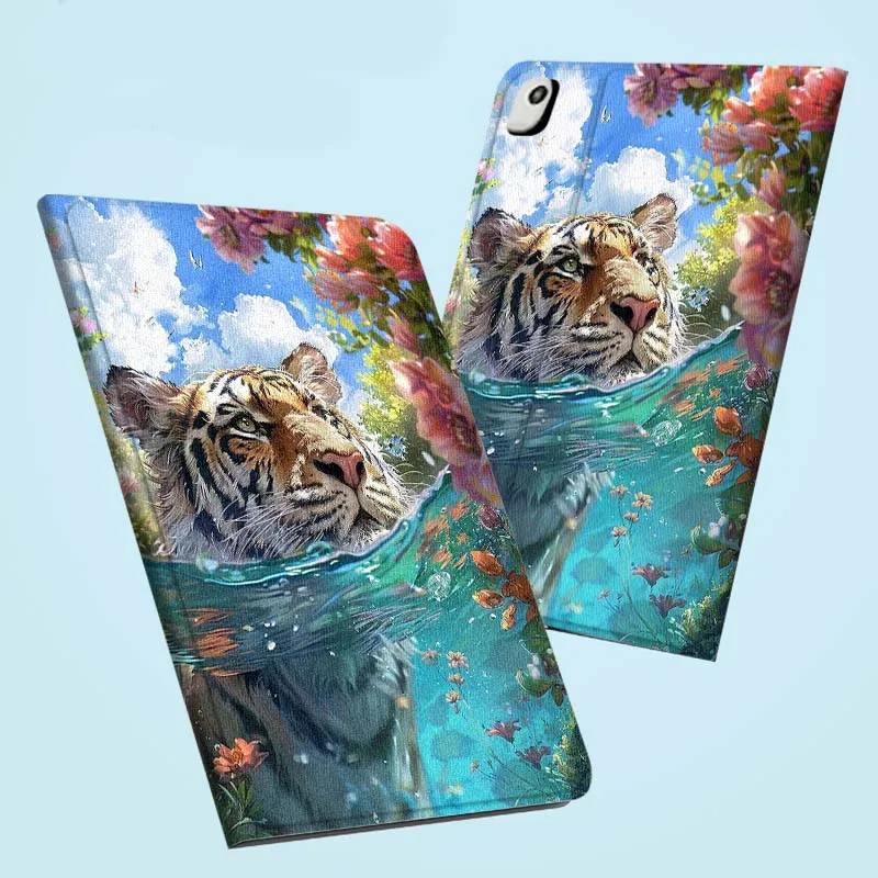 

Tiger Popular Art Flower For iPad Pro Air Mini 2 3 4 5 6 7 7th 8th 9th 10th 11th 10.2 9.7 10.5 10.9 11 12.9 13 Tablet Case