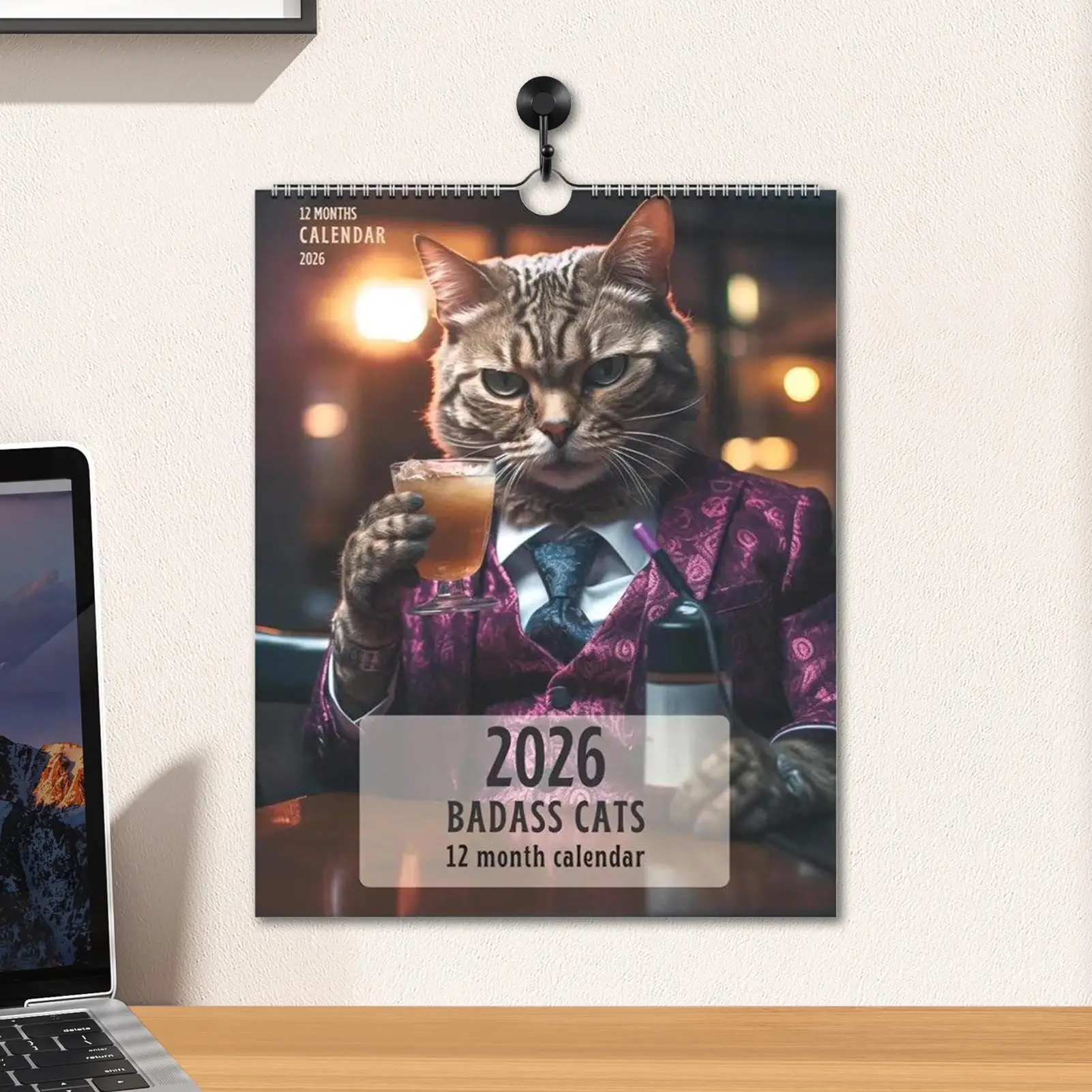 

2026 Badass Cats Wall Calendar - 12-Month Planner with Stylish Cat Design, Perfect for Organizing to-Do Lists & Goal Setting