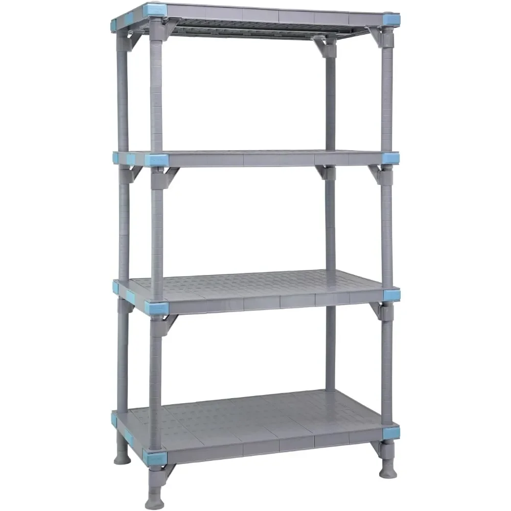 أنظمة التخزين الكمي QP183050VS-4 وحدة رفوف ميلينيا، 30 عرض × 18 عمق × 50 ارتفاع، سعة 2000 رطل، بولي بروبيلين/ABS، رمادي، NSF #2