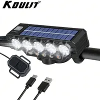 Luz solar para bicicleta, lámpara frontal para ciclismo, recargable, de alto brillo, resistente al agua, faro para bicicleta, fácil de instalar, para conducción nocturna