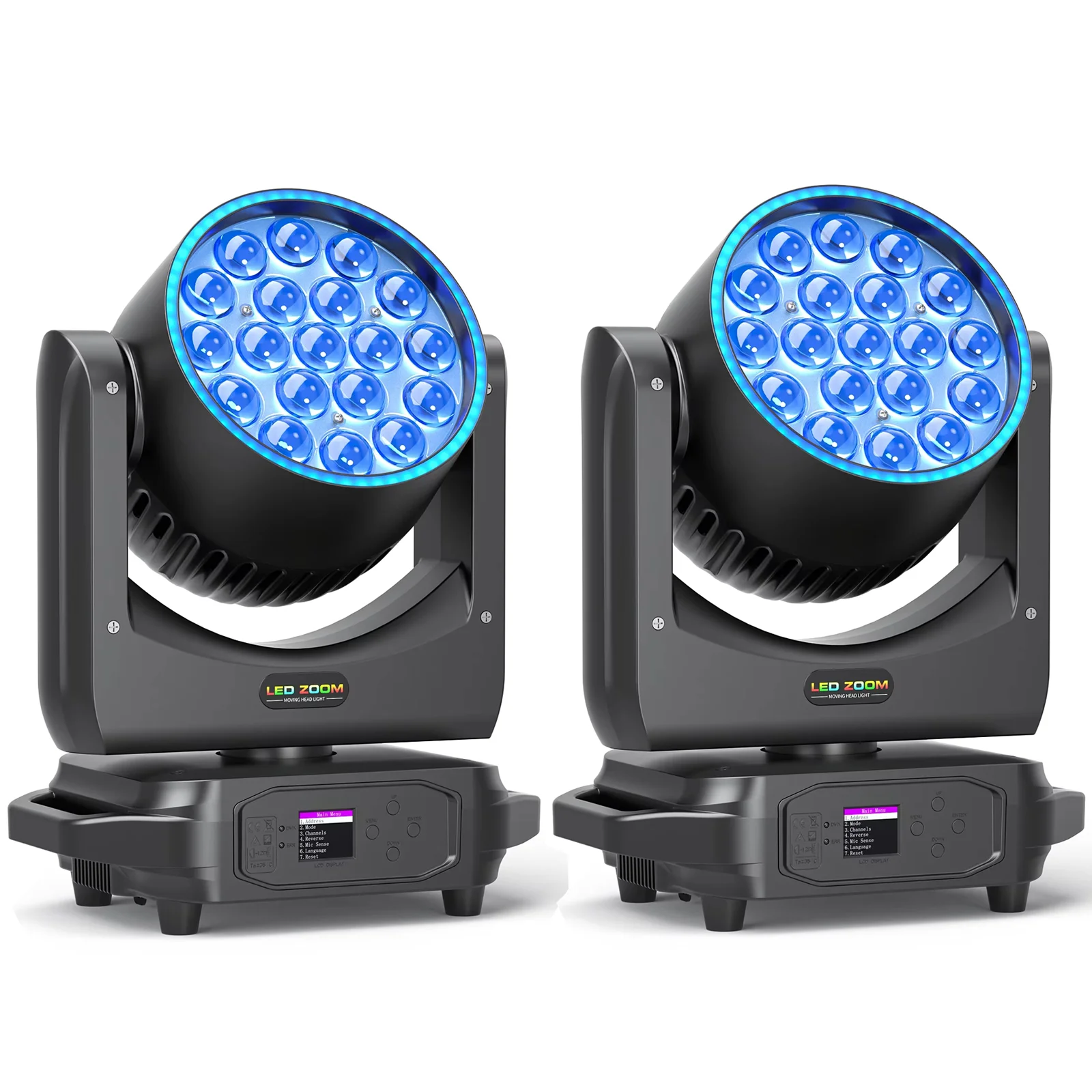 U'King 2Pcs 220W Zoom Wash Moving Head Lights 19X8W LED RGBW Stage Lights DMX512 DJ Light For Dance Hall KTV Disco Wedding Party