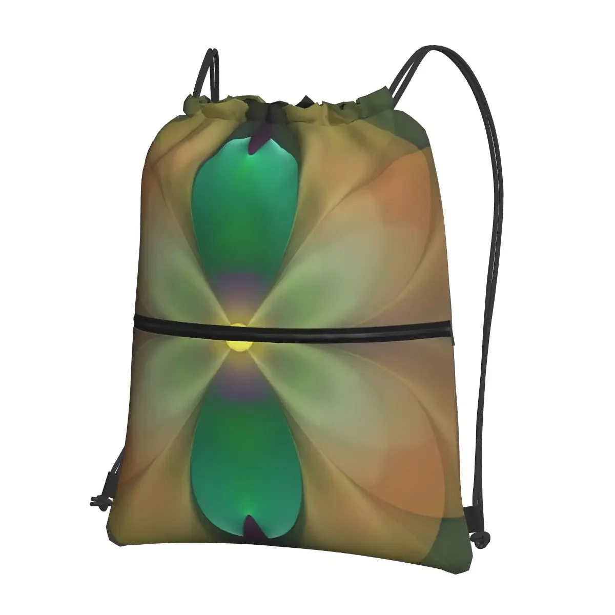 Opening Up, Floral Fractal Abstract Portable Backpacks Drawstring Bag Drawstring Bundle Pocket Book Bags For School Students