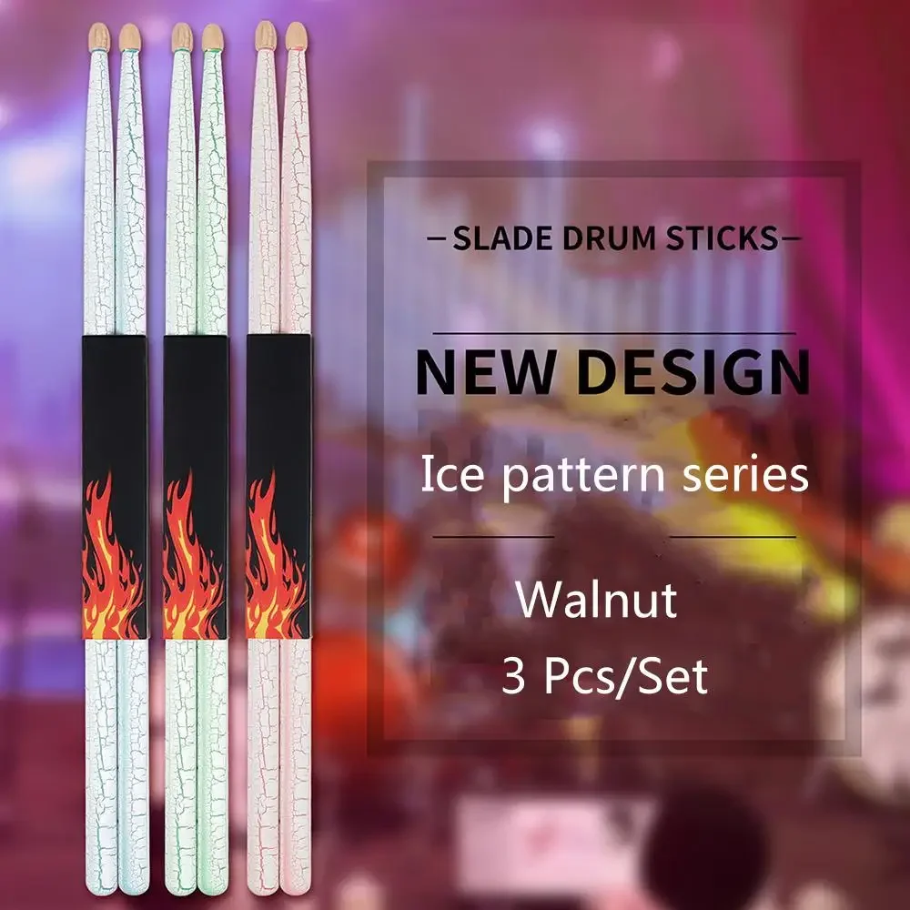 3 Pair/Set 5A Drumsticks Professional Pattern Walnut Wood Drum Mallets Percussion Musical Instrument Accessories