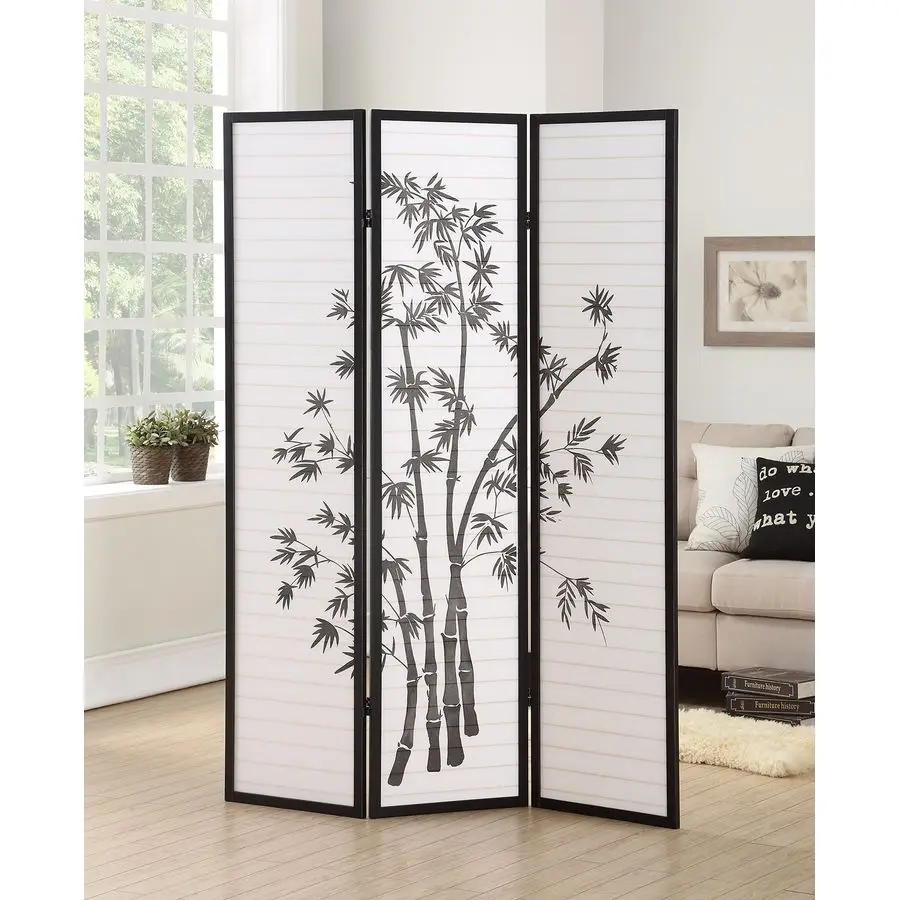 

3Panel Oriental Shoji Room Divider Screen, Black