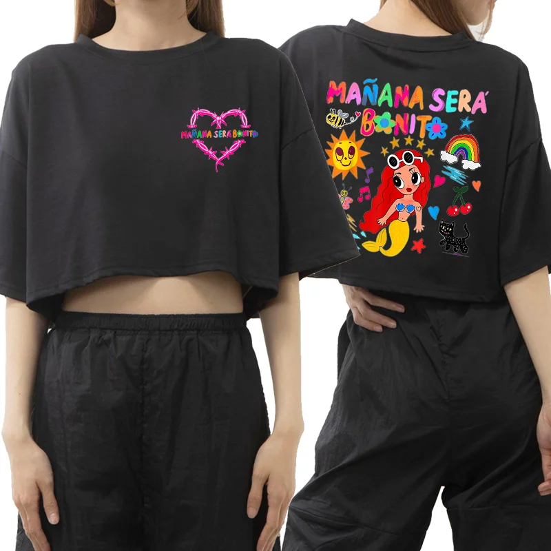 Cute Manana Sera Bonito Short Tee Music Tomorrow Will Be Nice Y2K T Shirt Women's Top Kawaii Mermaid T Shirt