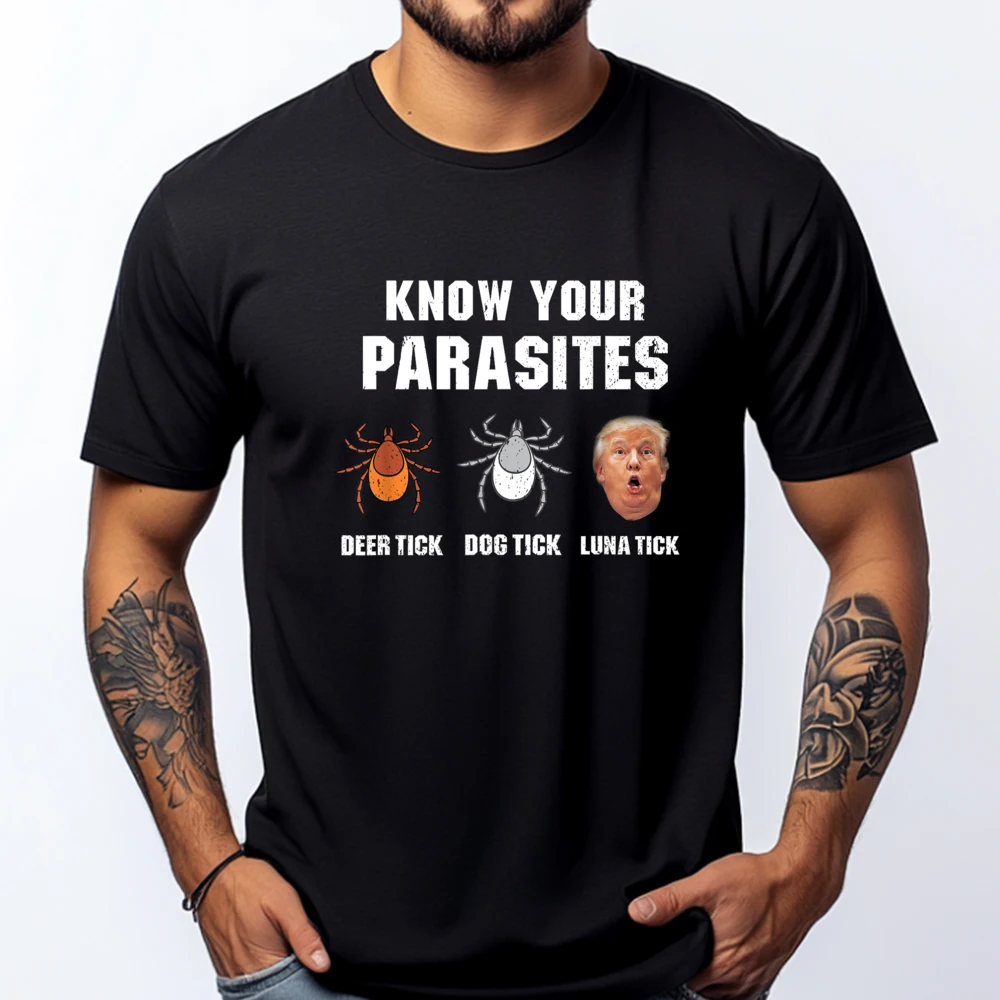 Know your parasites - Funny Anti Trump Mens Shirts Graphic Tee SOFT T-Shirt New Years Eve