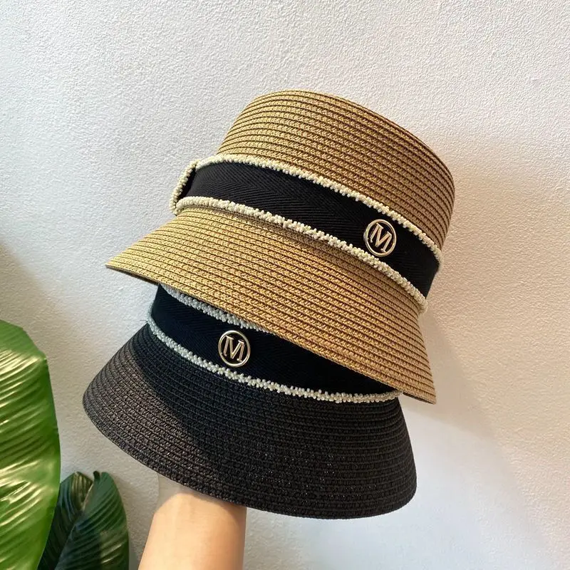

Шляпа с буквами м женская, Соломенная Панама с широкими полями, простая пляжная Панама, летняя