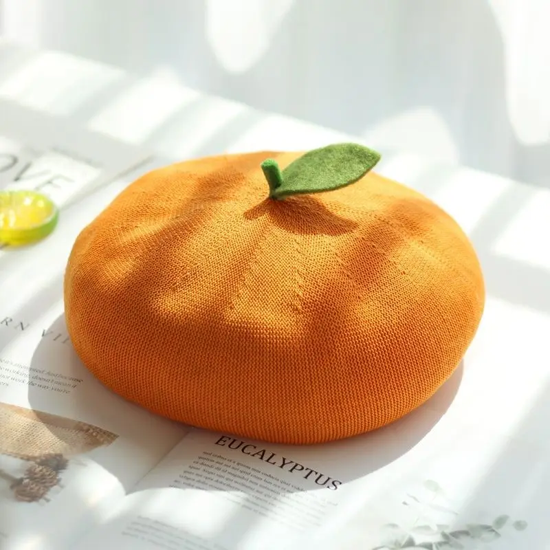 1359 Japan Fruits Orange Peach Beret Cute Lolita Girl Hat Painter Cap Women main image 3