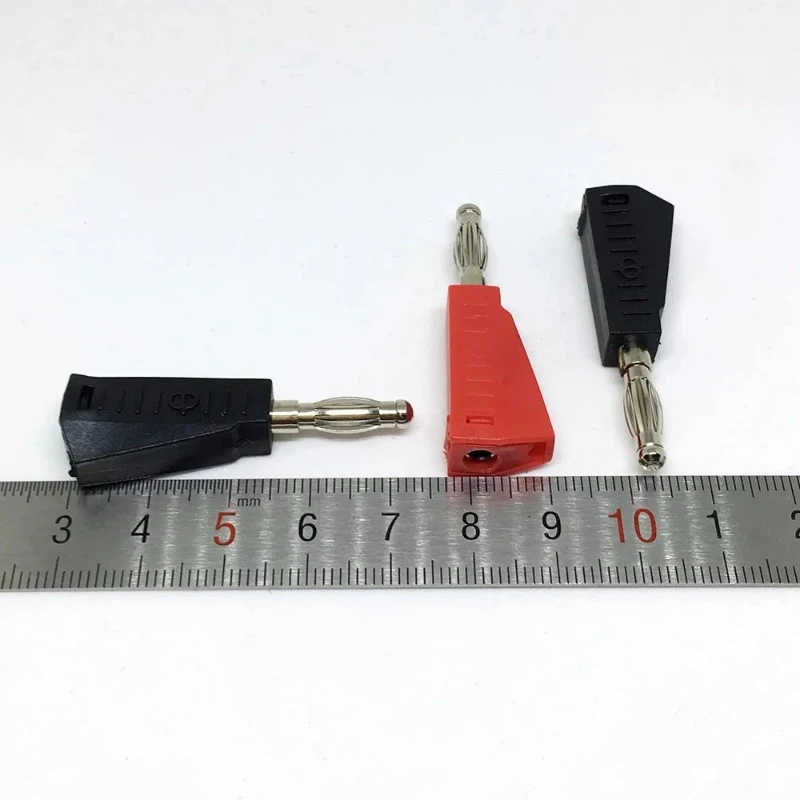 

100Pcs Brass Nickel Plated 4mm Banana Male Plug Solder Red and Black about 41mm