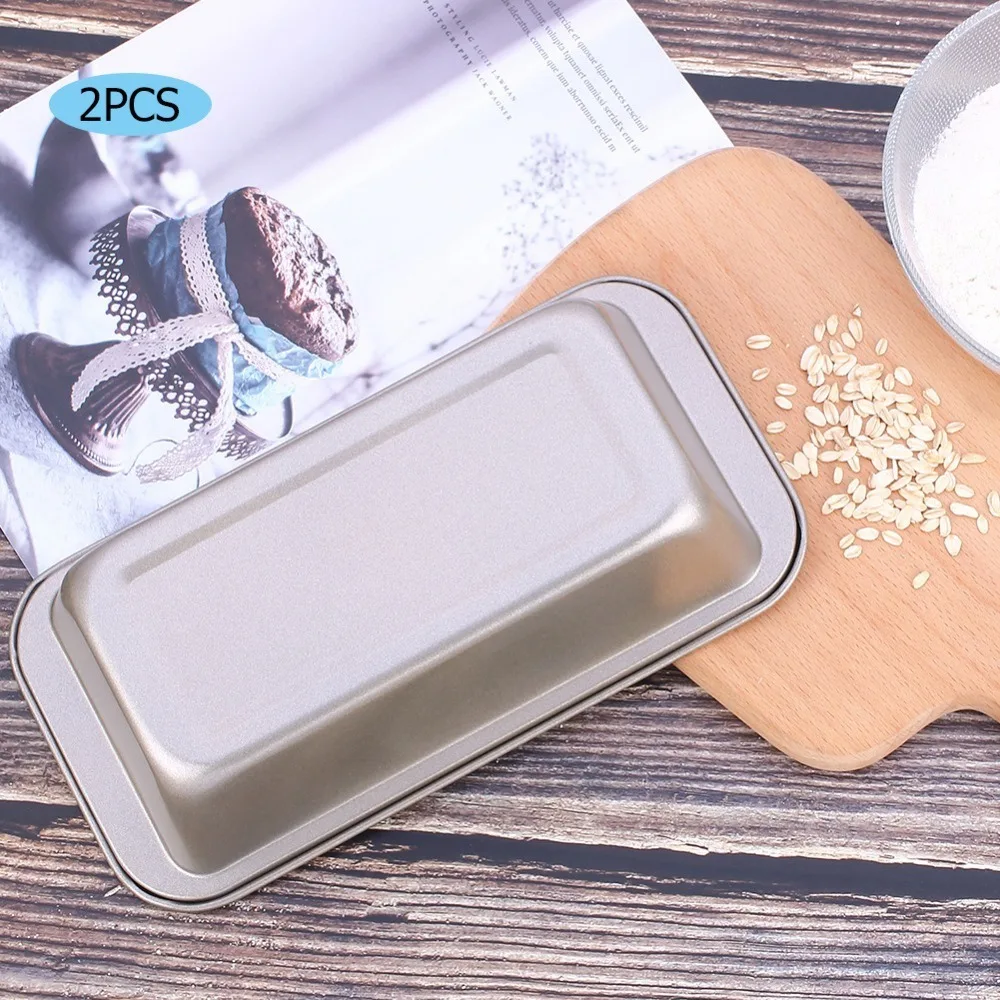 2pcs Carbon Steel Baking Bread Molds Nonstick Coating Gold Toasting Loaf Pan 450°F Oven Safe Mini Loaf Pans Banana Bread