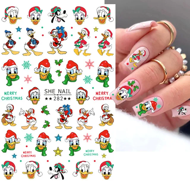 2024 Disney Mickey Stitch Cartoon 3D nagelstickers Disney Nail Art Supplies Minnie Donald Duck Nail Art kerststickers