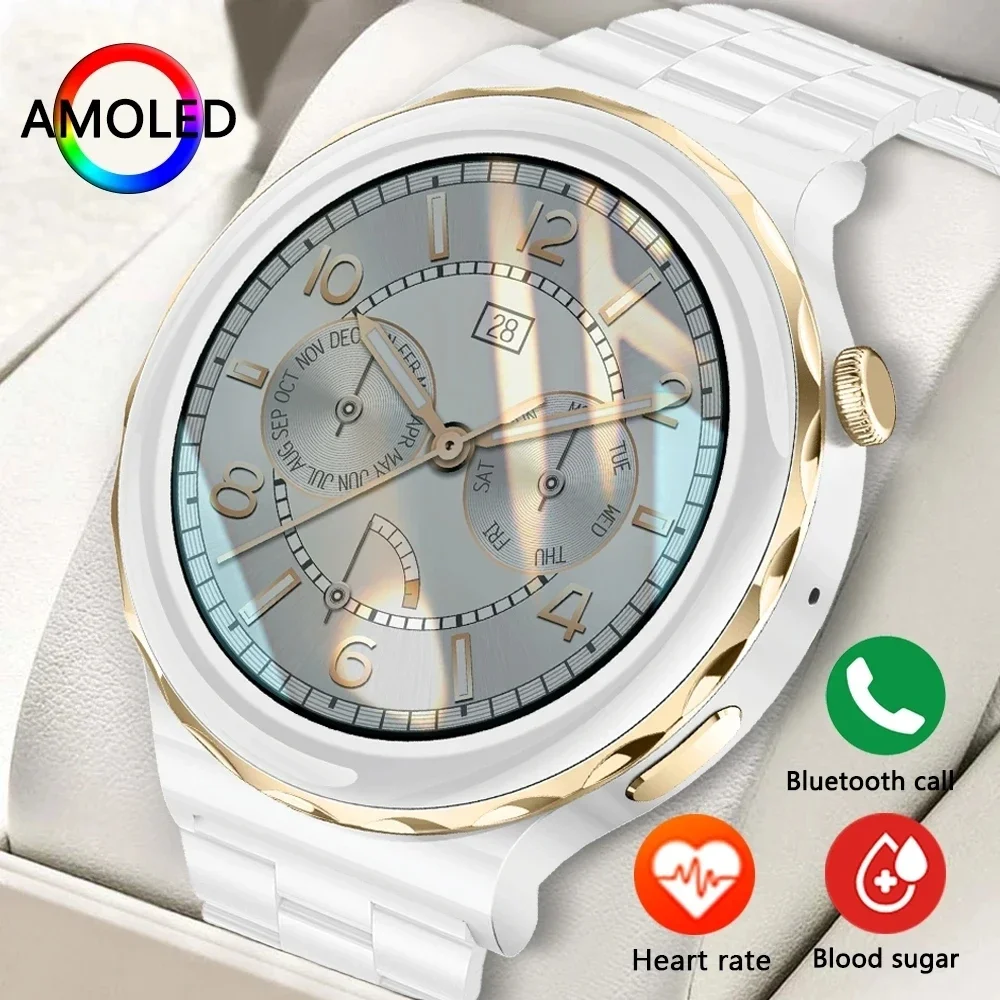 New AMOLED Sports Smart Watch Ladies Screen Always Show Time 466*466 HD Health Tracker Voice Calling Smartwatch Women Clock Gift