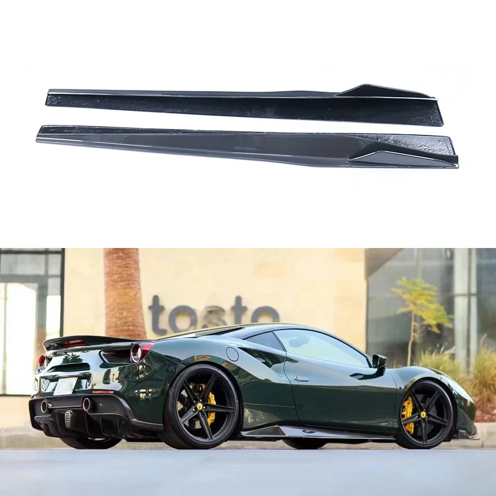 Dry Carbon Fiber Side Skirts Body Kits  for Ferrari 488 Supercar V Style Car Body Kits Side Door Bumper Skirts Extension Lip