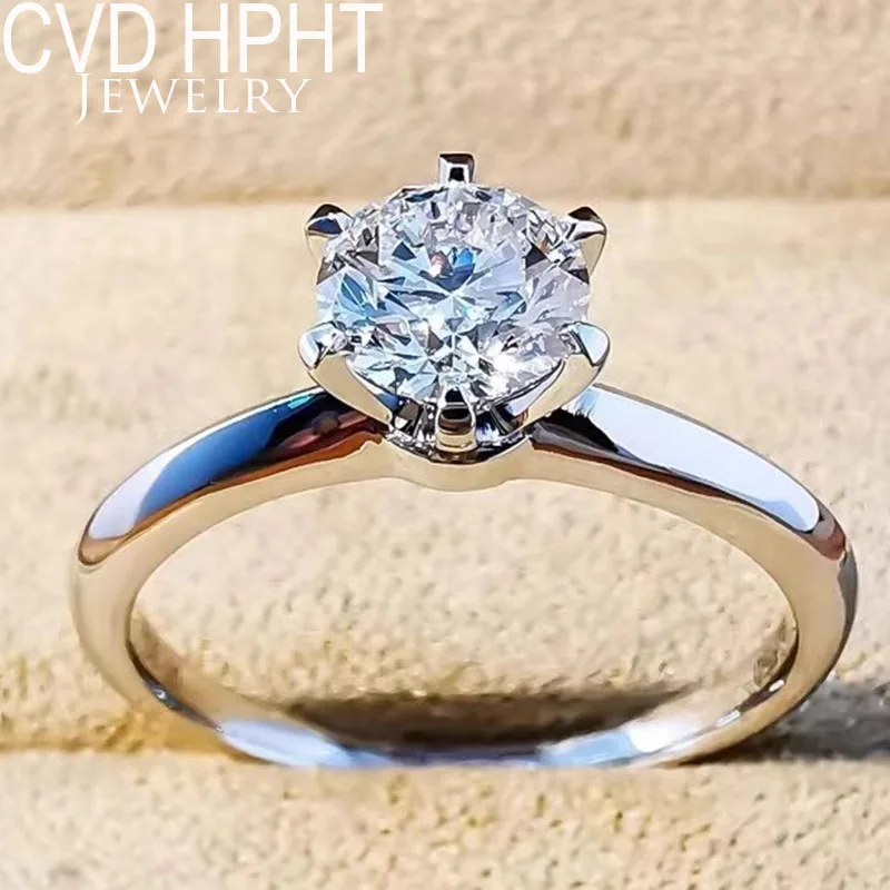 Au75018k White Gold CVD HPHT 0.5ct to1Ct D-E VS1 Round Diamond Lab Growm Diamond Ring