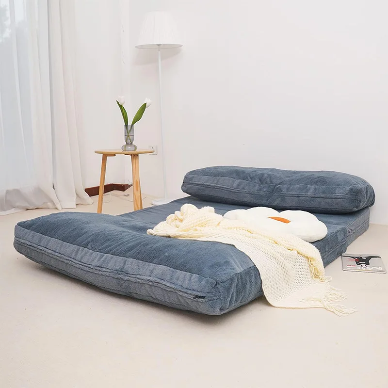 

Customized tatami floor bed, reclining and sleeping lazy bed, multi-functional flannel high rebound folding mattress sofa