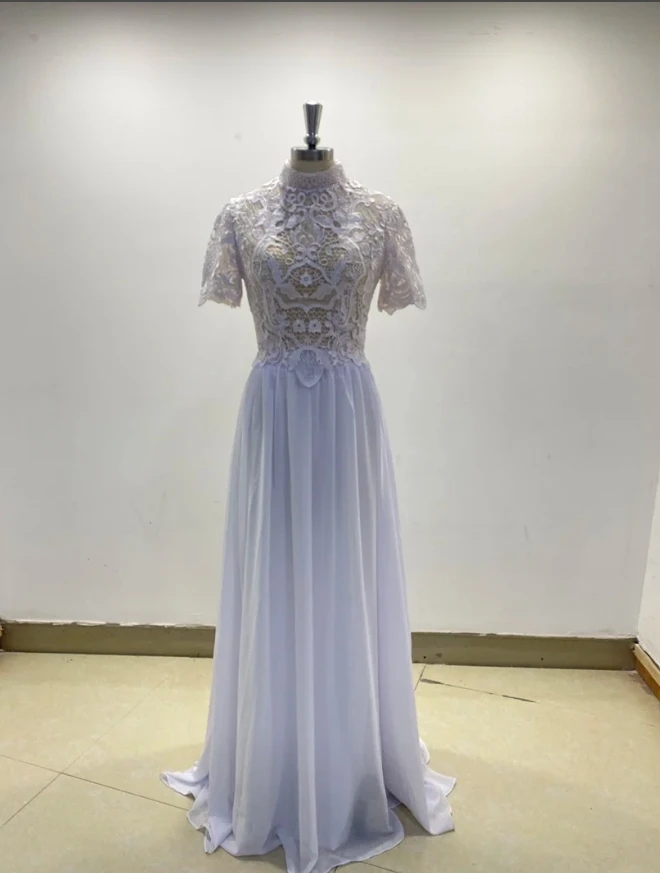 Customize To Measures Simple Chiffon  Wedding Dress  Short Sleeve  Open Back Bridal Gown Floor Length 2025 Vestidos De Novia