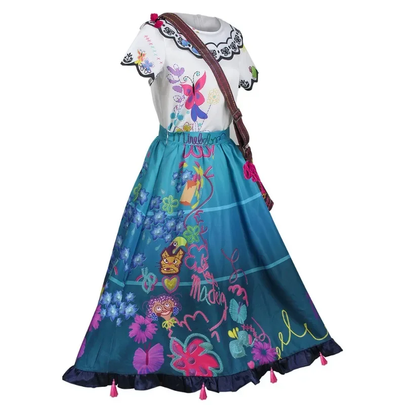 Anime Movie Encanto Mirabel Madrigal Cosplay Costume Princess Dress Eyeglasses earrings full set Adult Kids Uniform Mirabel suit
