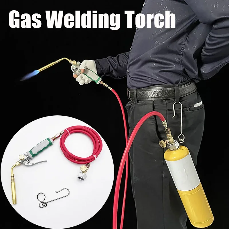 High Temperature Welding Gun Propane Cylinder Welding Maintenance Torch Flamethrower Gas Welding Torch WIth 1.6M Hose And Hook