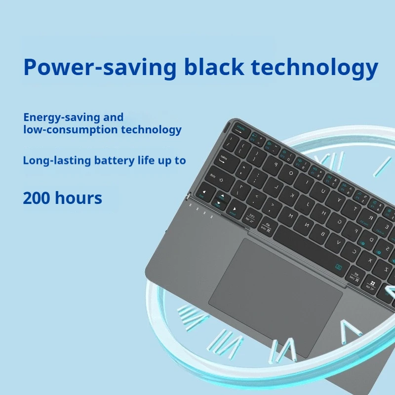 Wireless Bluetooth Keyboard with Touchpad, Foldable Design, Detachable Magnetic Stand for Laptop Use