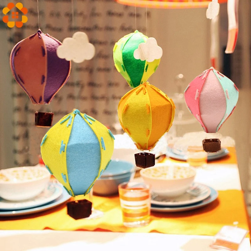 1Set DIY Colorful Non-woven Hot Air Balloon Lantern Garland For Home Wedding Birthday Party Decor Kids Room Hanging Supplies