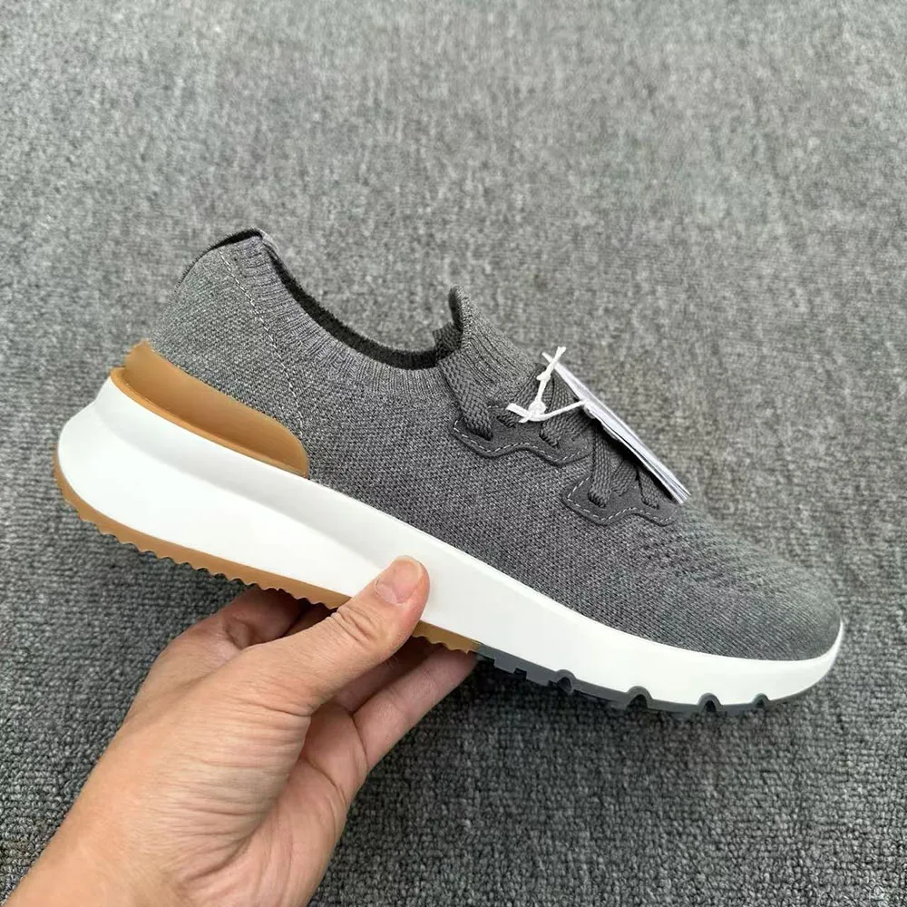 2025 Men Knit Sneakers Breathable Platform Casual Shoes Lace‑up Soft Sole Comfort Outdoor Daily Walking Footwear For Male