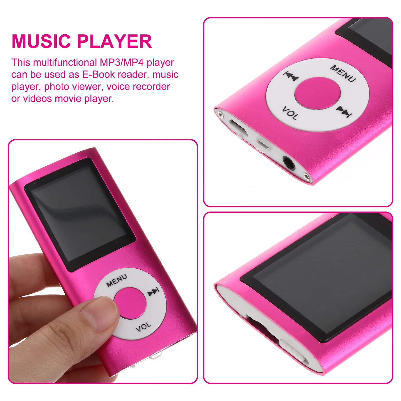 

Mp4 Player Pink 1.8 Inch Screen Compact Portable Digital Music Player Mp3 Viewer Voice Recorder USB Card Reader