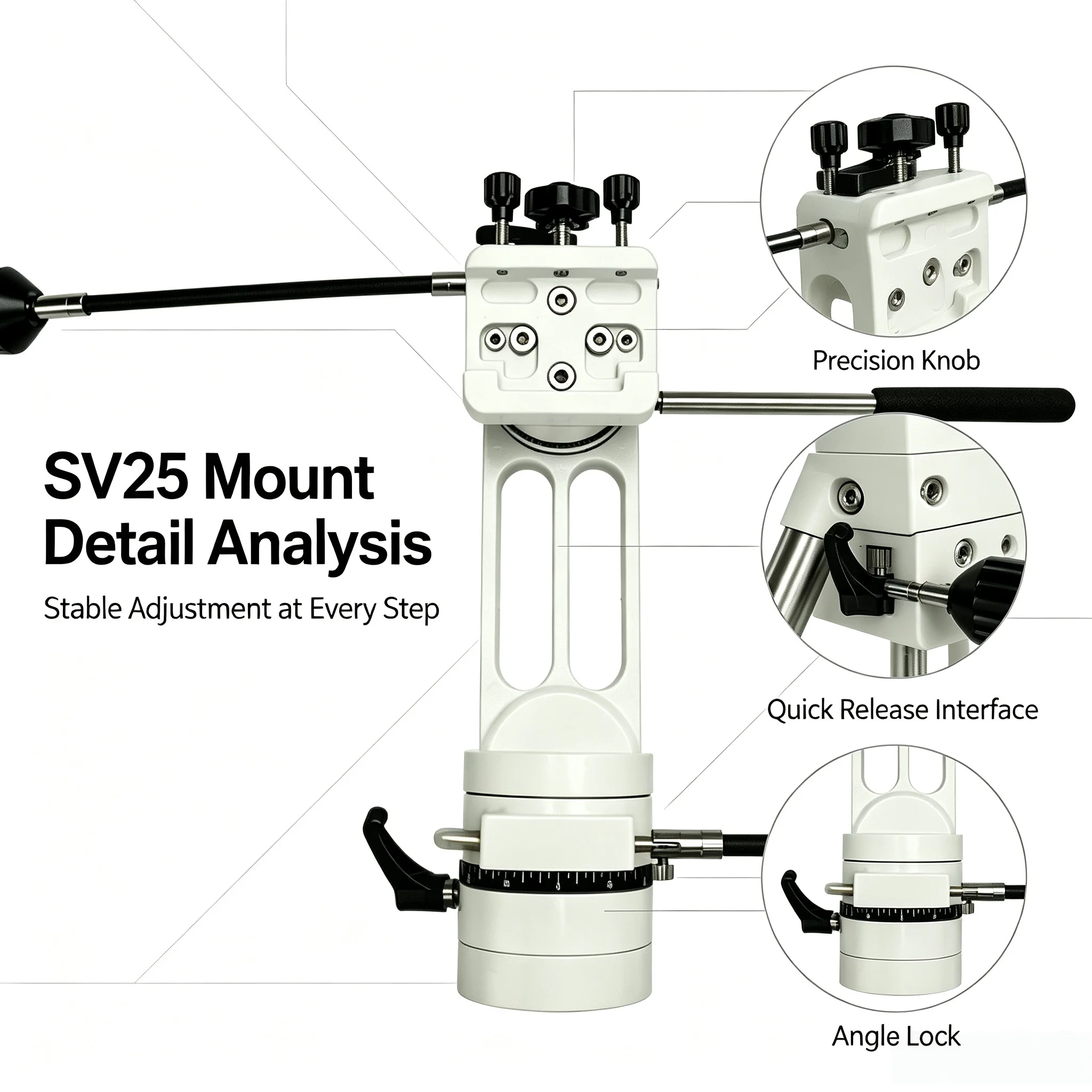 Astronomy Telescope Manual Alt-Azimuth Mount, 10kg Load Capacity, 360° Scale Dial, Dual-Axis Worm Gear for Visual Observation