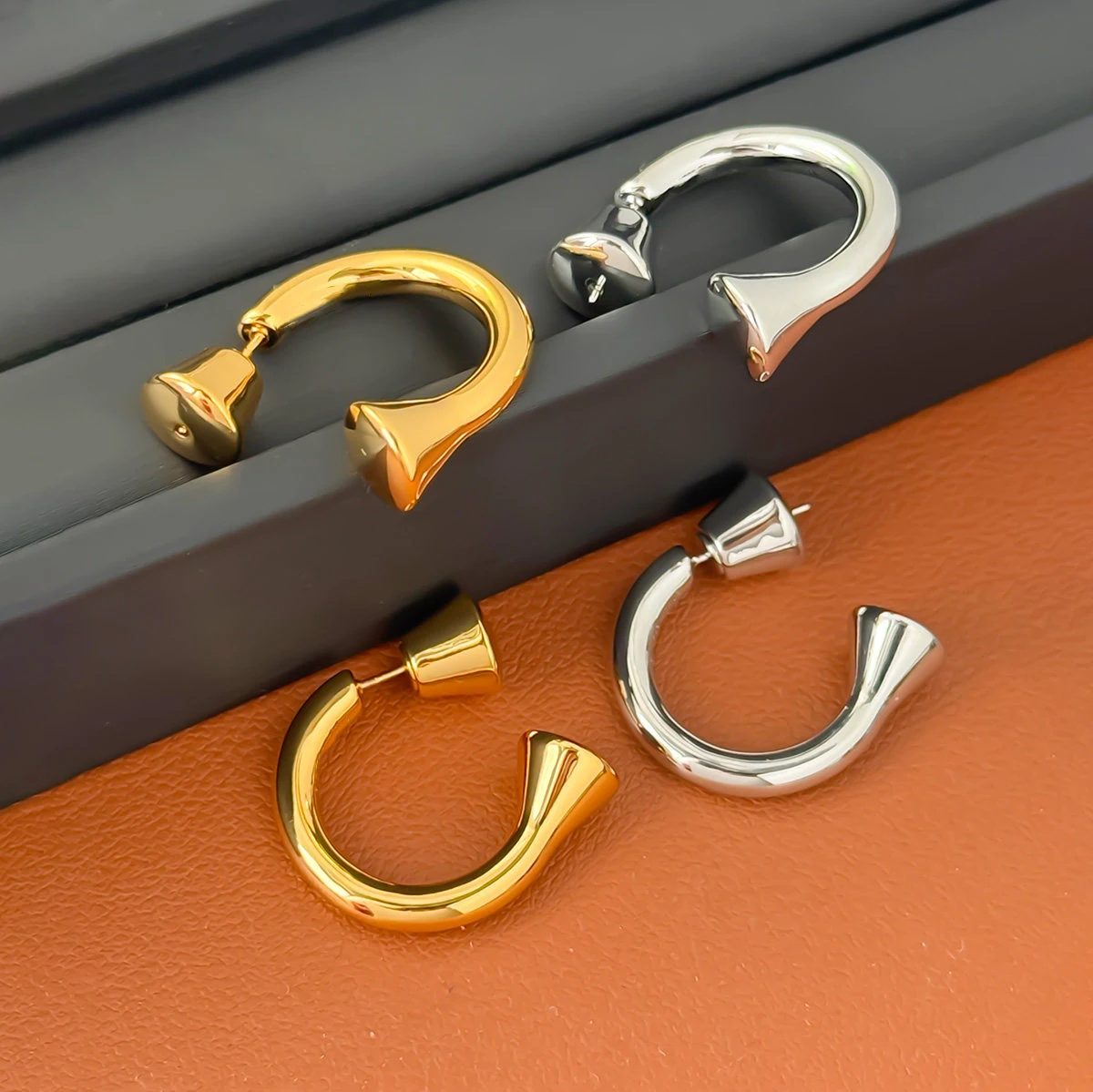 Fashion Designer Brand Geometric Gold Silver Earring Woman Top Quality Jewelry Trend