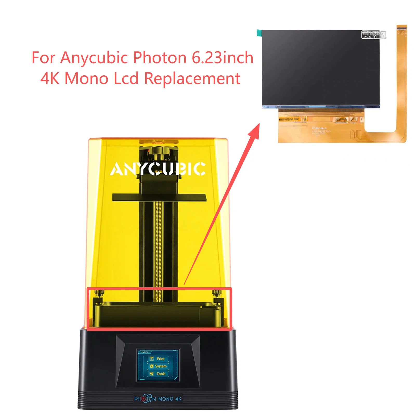 

Новый 6,23-дюймовый монохромный ЖК-экран 4K для замены 3D-принтера Anycubic Photon Mono 4K