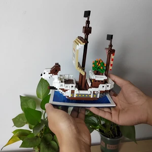 Jo novo construído oceano navio pirata plástico modelo 3d blocos de construção para adultos menino micro mini tijolos brinquedos kits veleiro guerra decoração 12 principais vendas barco da moana - №12