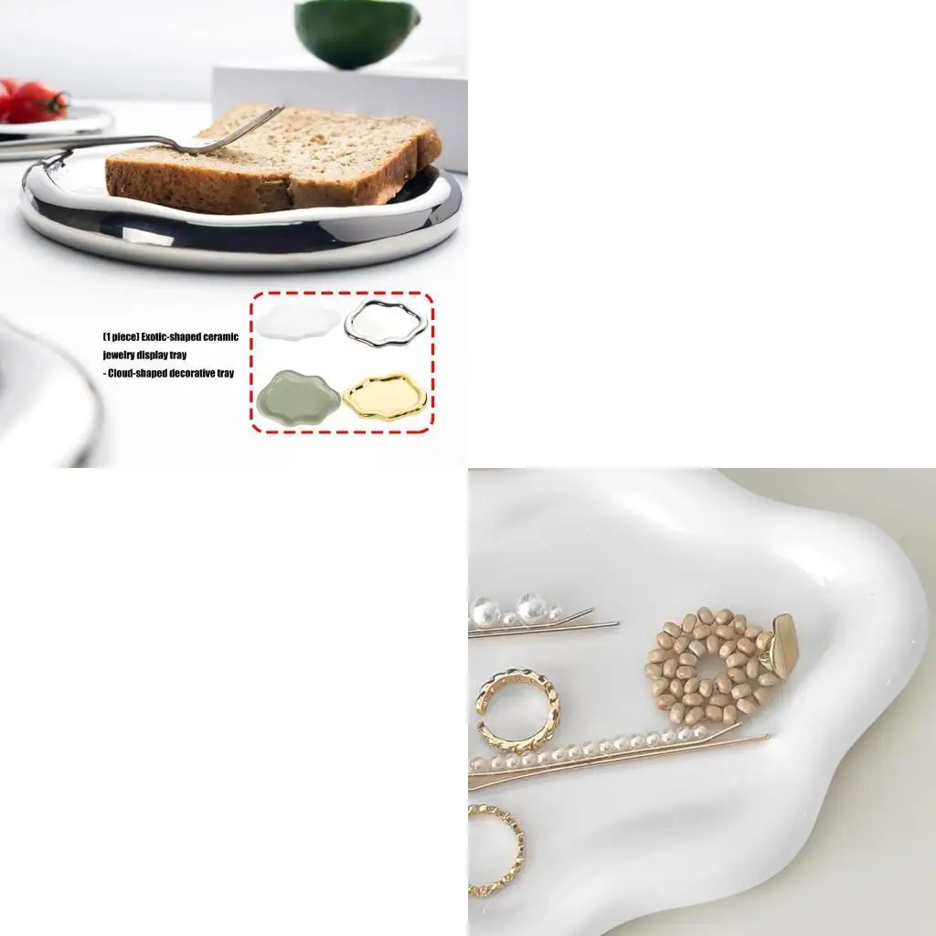 P9FE Irregular Ceramic Jewelry Plate Decorative Cloud Styles Home Arrangement