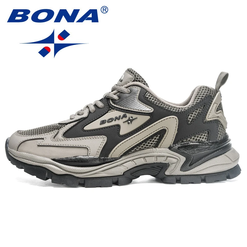 BONA 2023 New Designers Mesh Running Shoes Breathable Training Shoes Men Lightweight Sneakers Non-Slip Tennis Walking Shoes Man