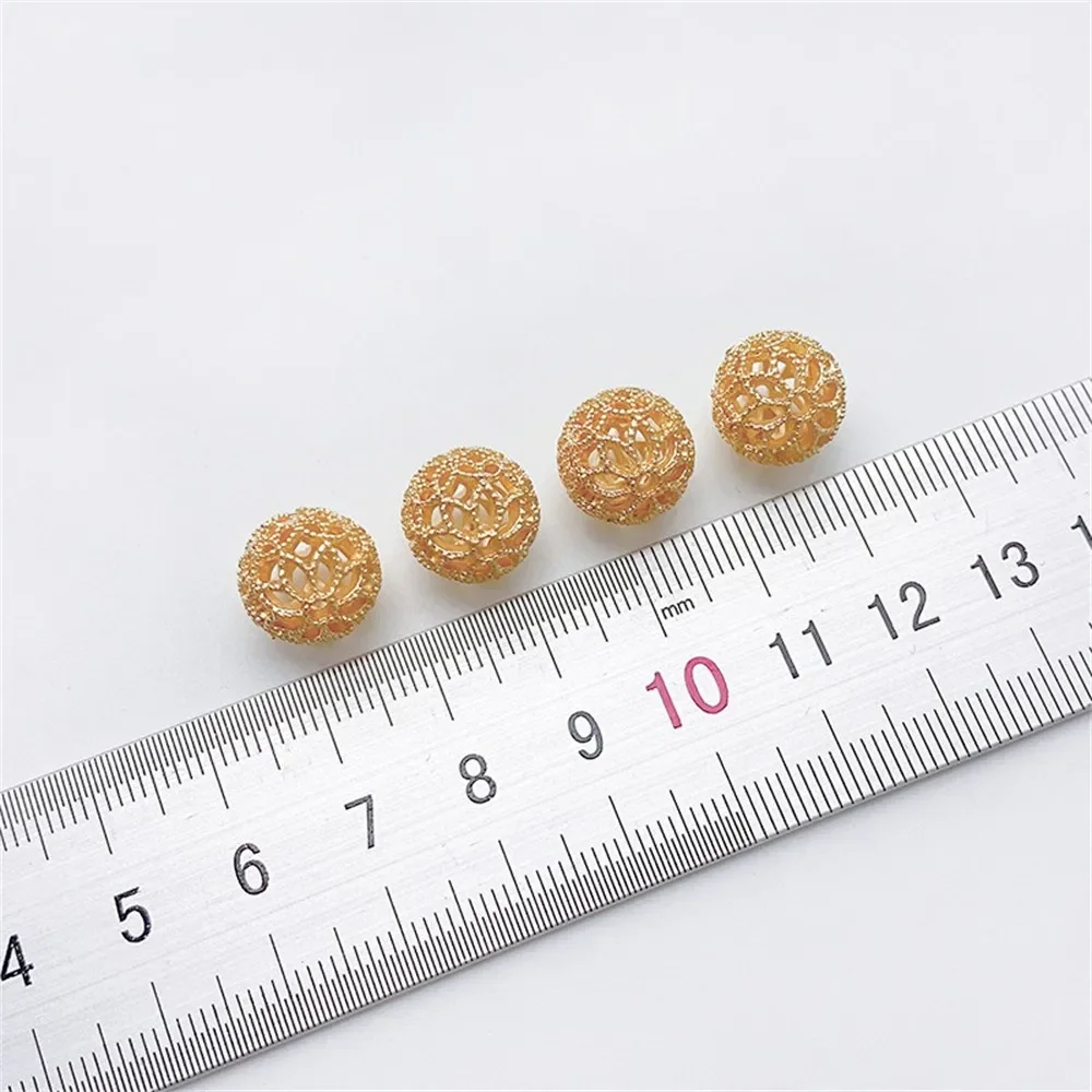 

14K Gold-plated Hollow Out 2-in-1 Batch Flower Lotus Ball Handmade DIY Bracelet Necklace Ear Accessory Material Accessories