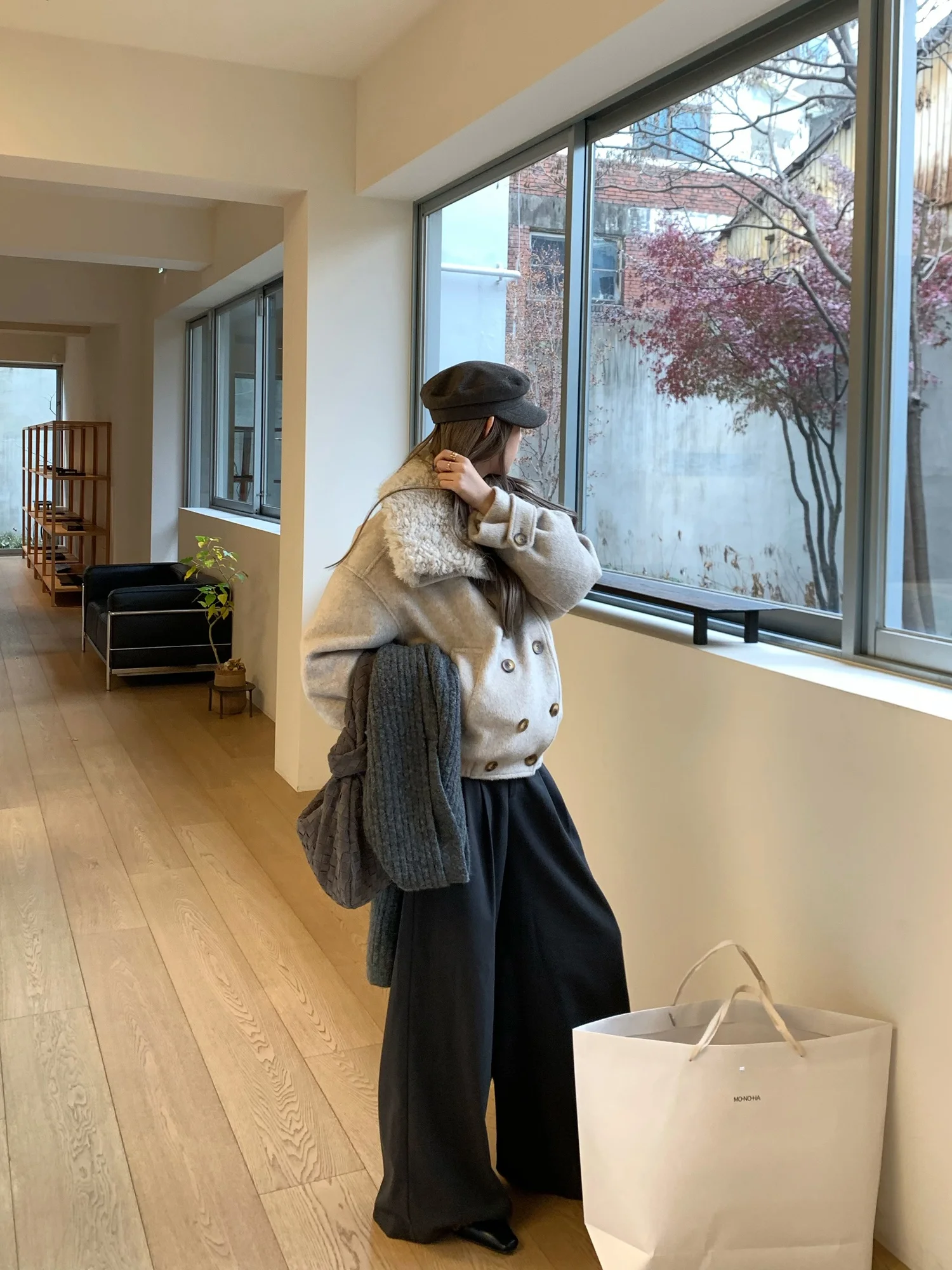 

Женские широкие повседневные брюки Laid-ba Sle, новые зимние универсальные свободные брюки с высокой талией, прямые, из полиэфирного волокна