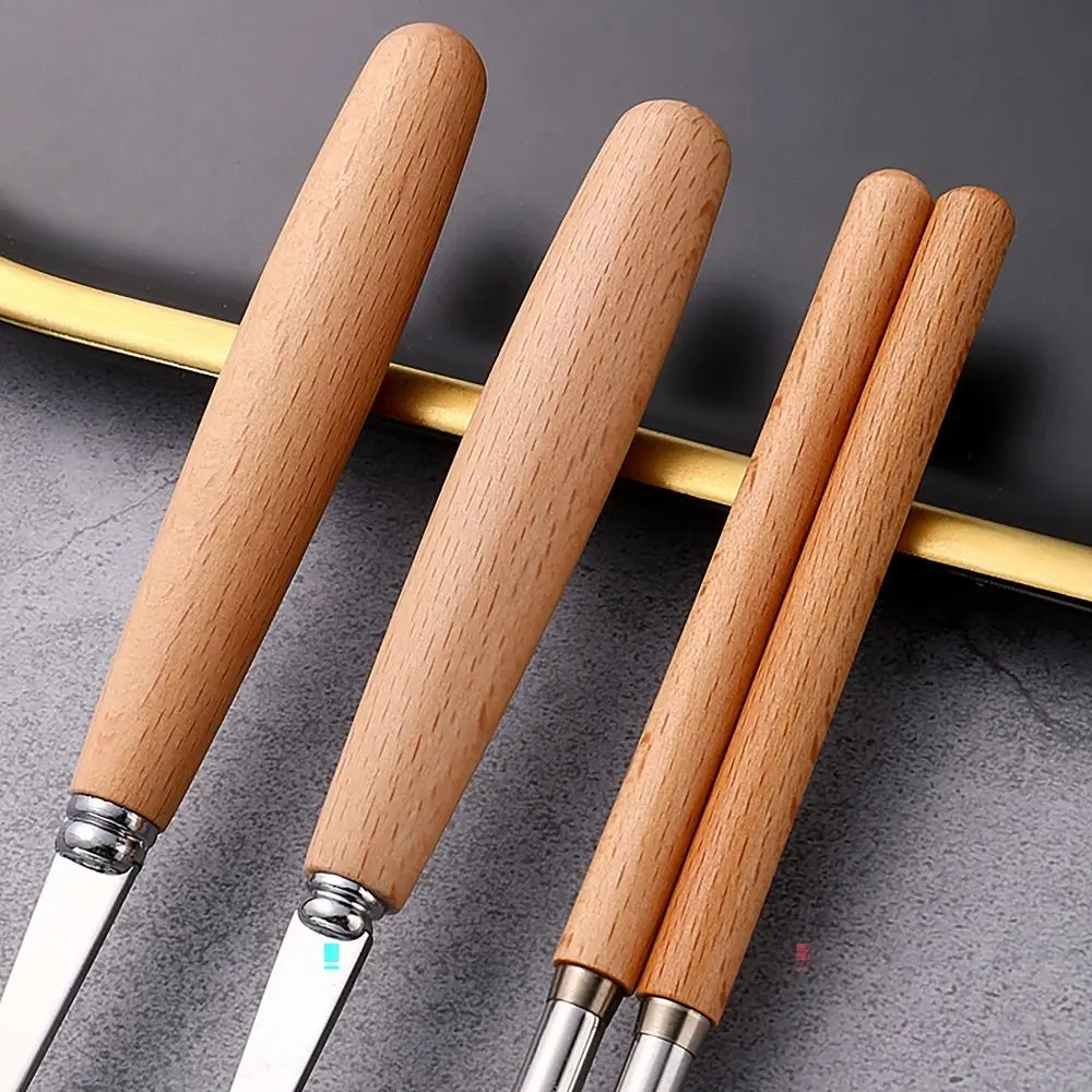 Wooden Handle Tableware Set with Box Stainless Steel Chopstick Cutlery Set Dinnerware Spoons Forks Chopsticks