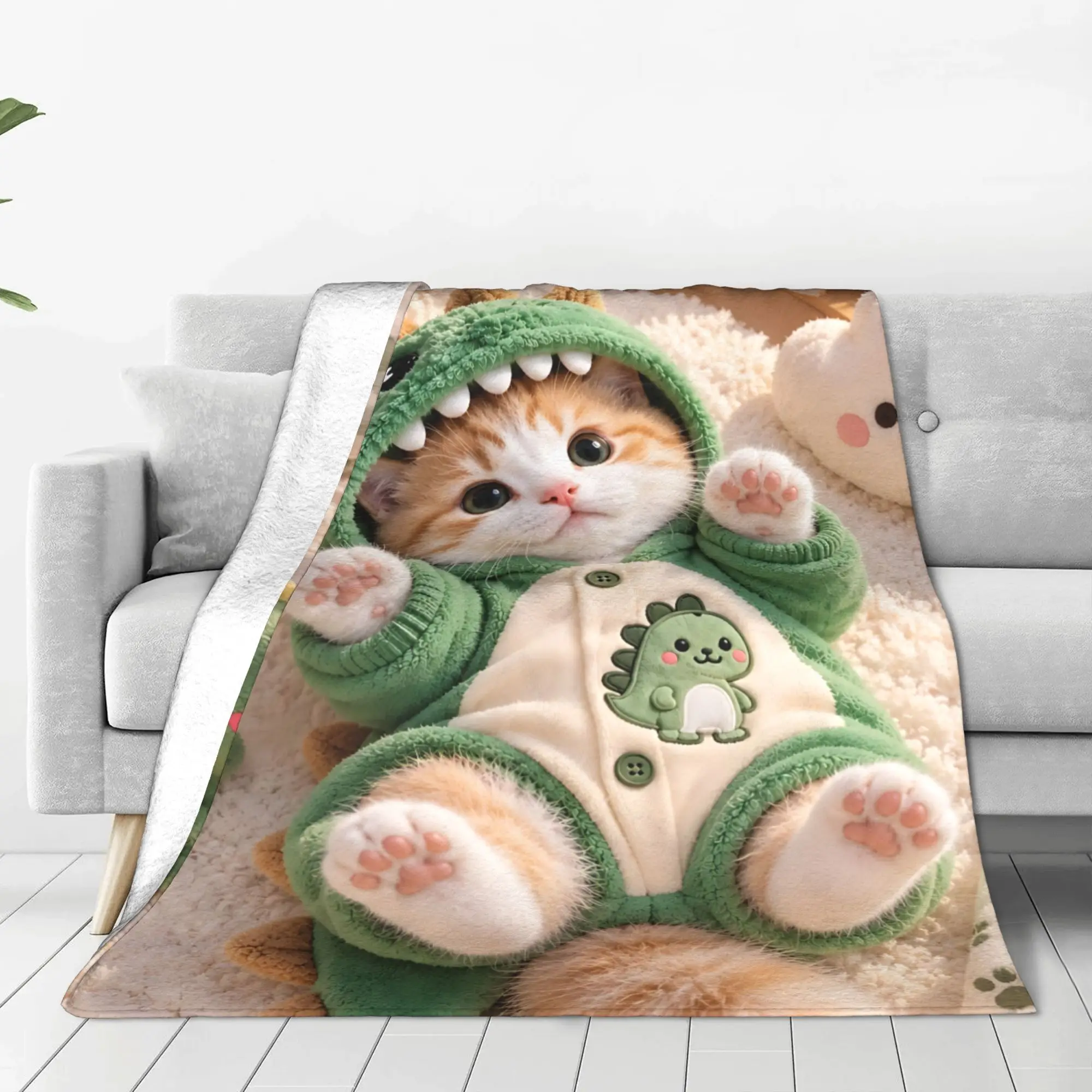 1PC British Shorthair Cat  Winter Blankets for Adults Bedding Home Interior Sofa Knee Black Friday Deals