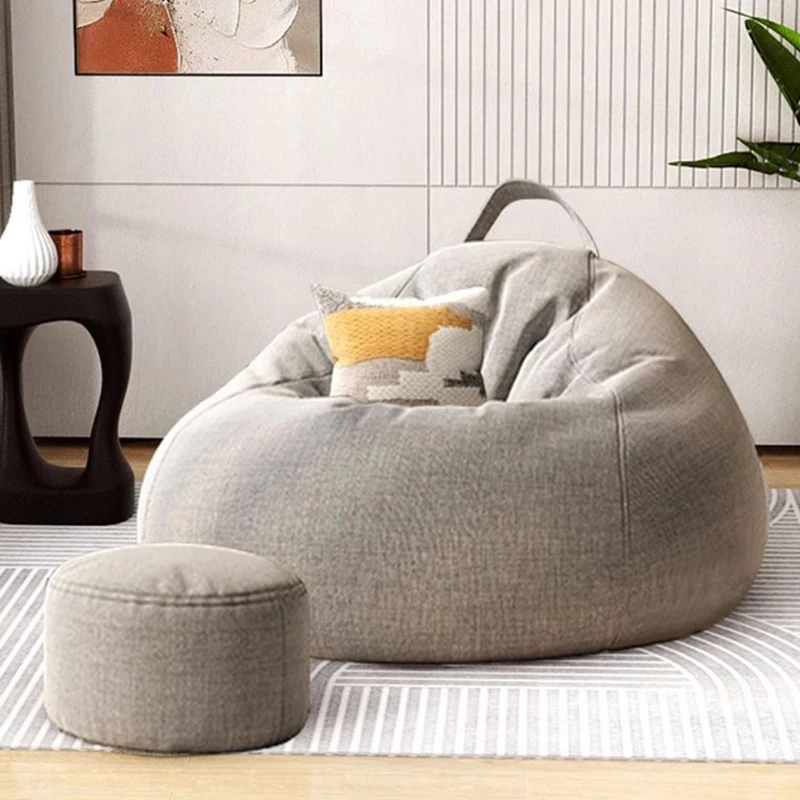 Pouf Inclinable Jaune, Canapé Assis Rond, Fermeture Éclair, Confortable, Mobilier Moderne