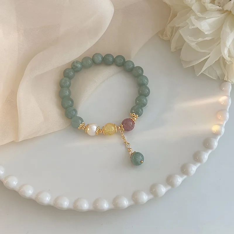 Hochwertige natürliche Burma-Jade und Süßwasserperle, weibliche Charm-Armbänder, Schmuck für Frauen, Geburtstagsgeschenke – Detail 4