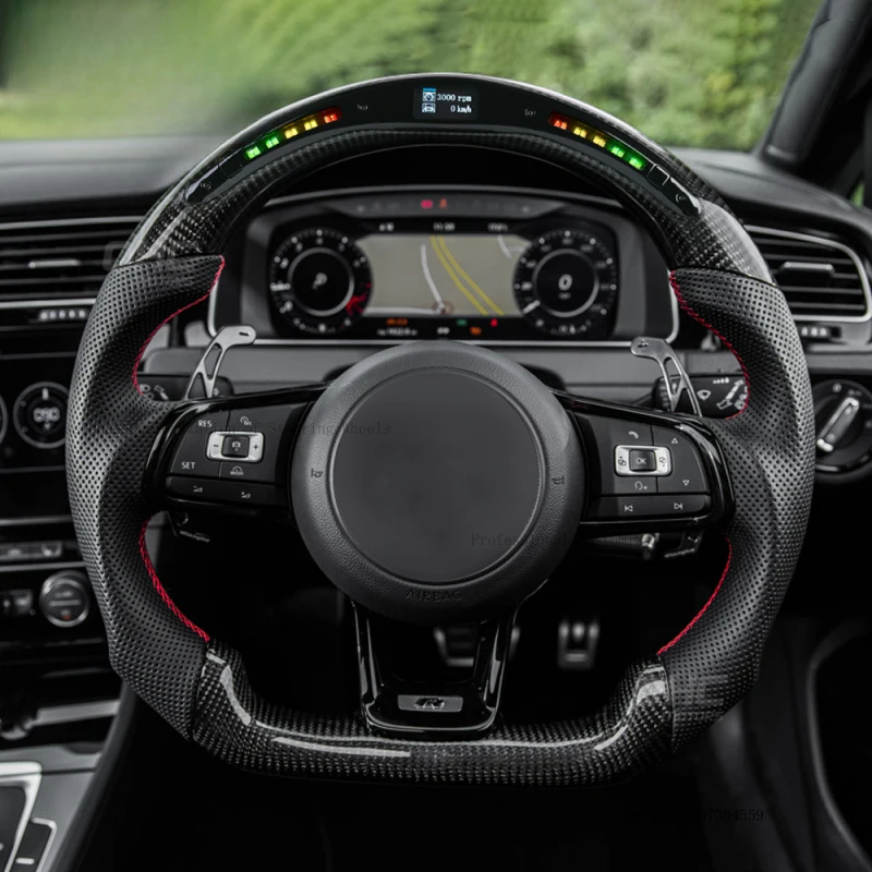 Suitable for VW Volkswagen GTI Golf MK7 7.5 LED light carbon fiber steering wheel assembly modification