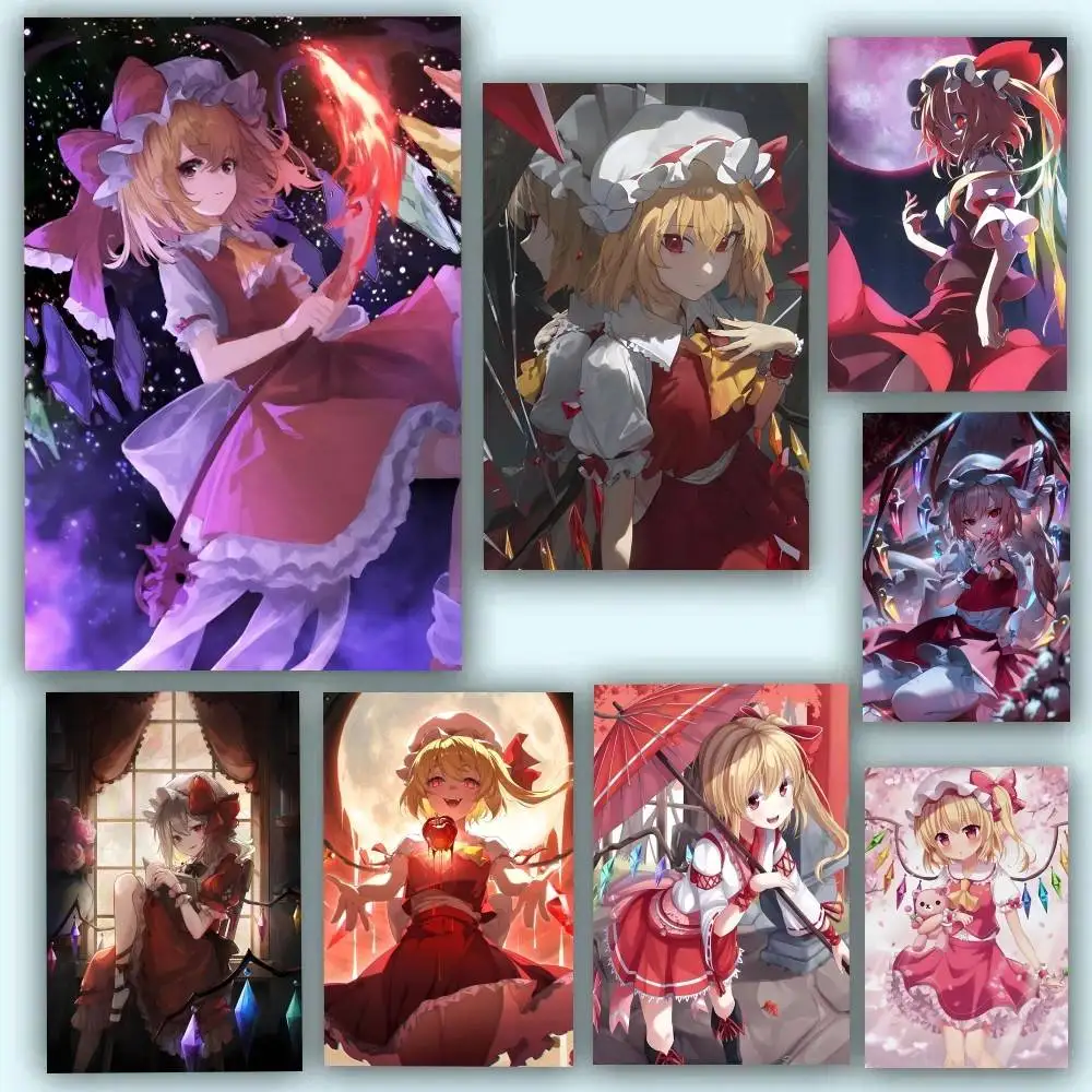 Cartoon Anime T-Touhou P-Project Flandre Scarlet Posters Self Adhesive Waterproof Ideal For Living Room Bedroom Bar Decoration