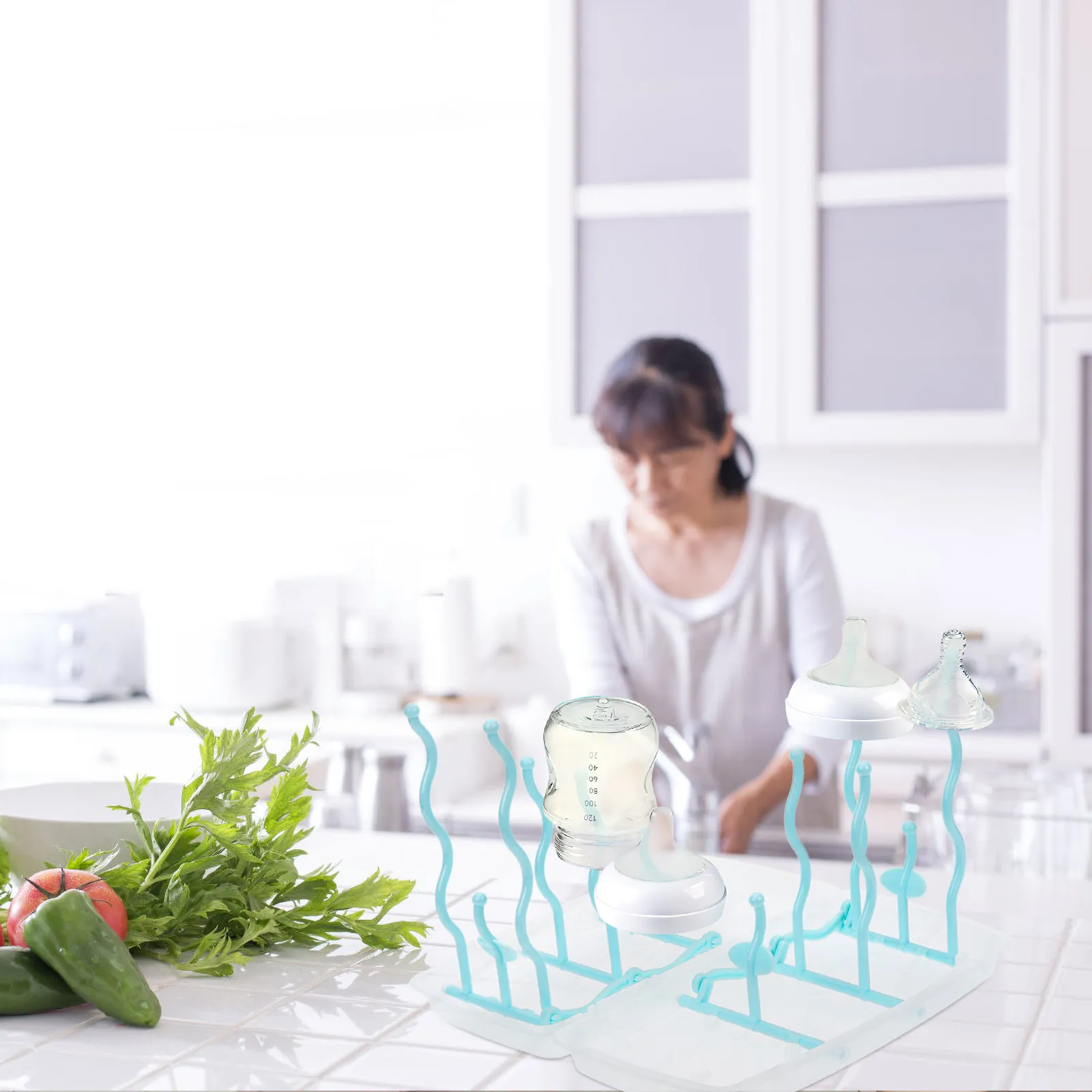 

1Set Baby Bottle Drying Rack Convenient Disassembly Storage Adjustable Brackets Water Collection Tray Baby Essentials