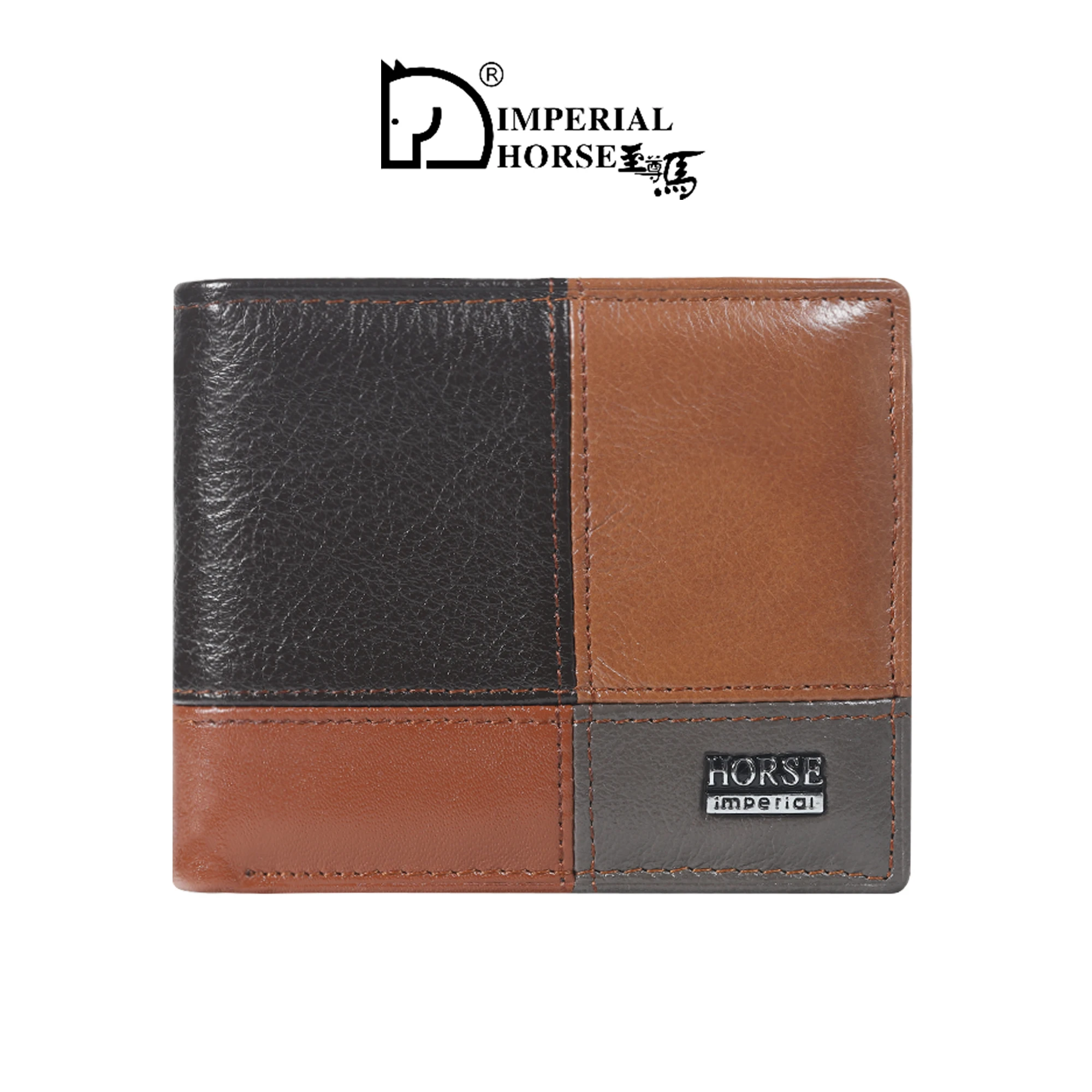 Imperial Horse Cartera de cuero genuino de vaca de lujo para hombre con caja 023N
