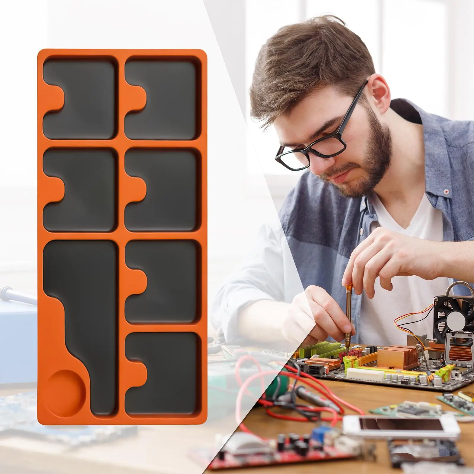 Magnetic Tool Tray Portable Compartment Space Saving Storage Organizer Magnet RC Screw Holder Tray Mat For Bolt Pin Home Garage