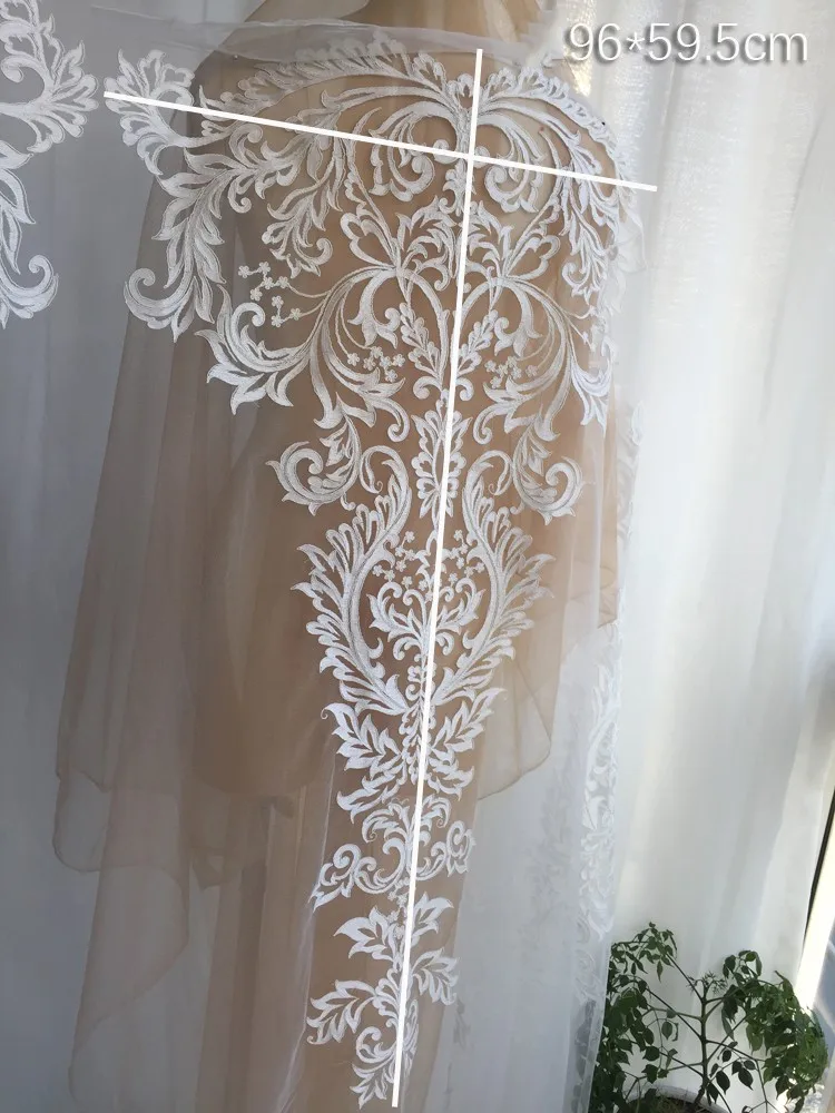 Large Lace Applique Border Embroidery, Wedding Dress, Handmade DIY Accessories, Material RS2473, 96*59.5cm