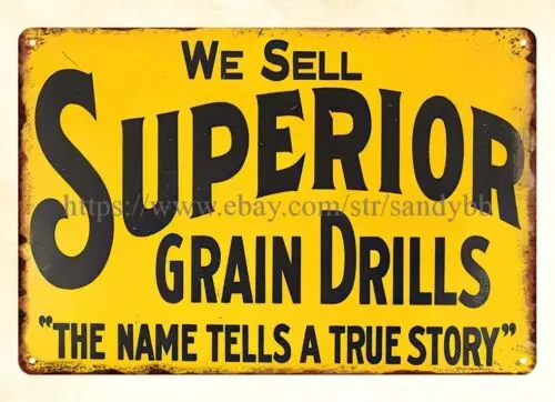 Superior Grain Drills metal tin sign wall decor stores